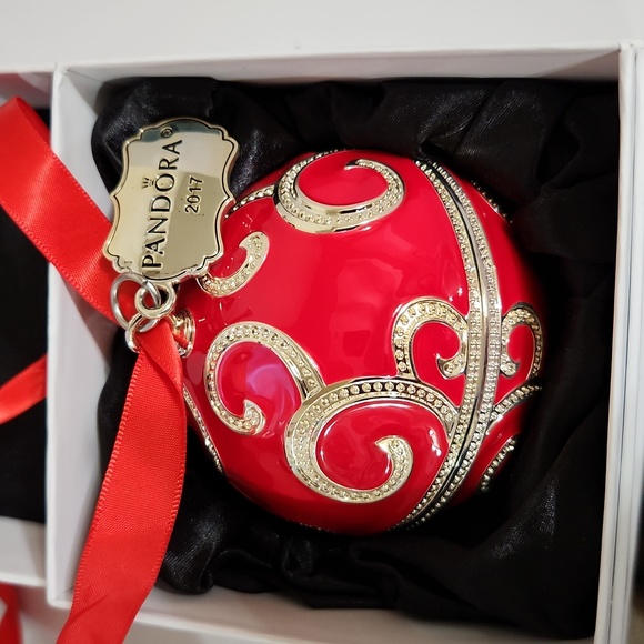 Pandora Holiday Pandora Vintage 27 Red Gold Ornament Box Poshmark